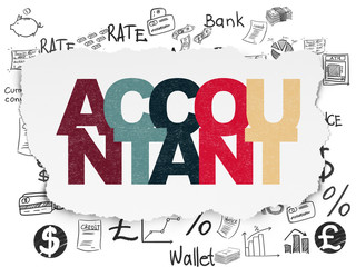 Fototapeta premium Money concept: Accountant on Torn Paper background