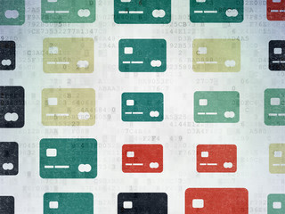 Banking concept: Credit Card icons on Digital Paper background