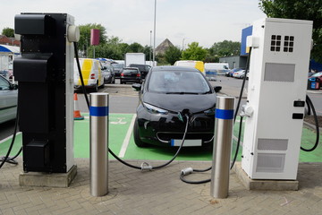 Electric car battery charging station