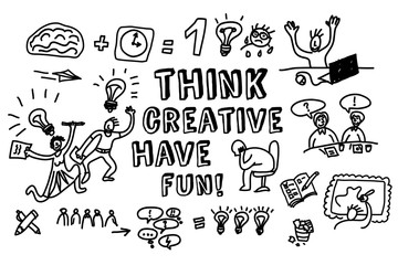 Think creative fun doodles people black and white