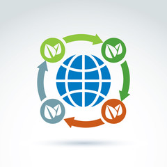 Connected circles with green season leaves placed around the pla