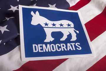 Democrat Election Vote and American Flag - 89062911