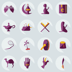 Flat concept, set modern design with shadow Arab icon