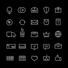 Internet shop icons set in linear style. White color.
