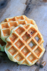 tasty sweet waffle with red bean