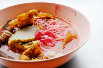 Yong tau foo - Asian noodle in the red soup