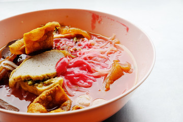 Yong tau foo - Asian noodle in the red soup