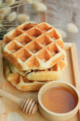 tasty sweet waffle with red bean