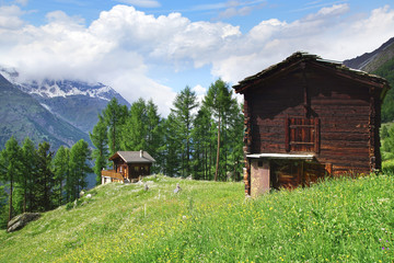  The beautiful  rural landscape with chalet near Tasch.
