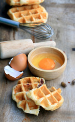 tasty sweet waffle with red bean