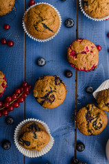 Homemade healthy muffins with fruit