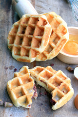 tasty sweet waffle with red bean