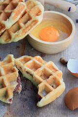 tasty sweet waffle with red bean