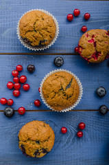 Obraz na płótnie Canvas Homemade healthy muffins with fruit