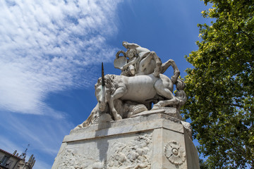Fototapeta na wymiar La fontaine des Licornes in Montpellier, France