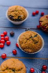 Homemade healthy muffins with fruit