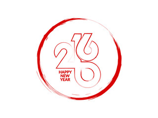 Red color vector design element of happy new year 2016.