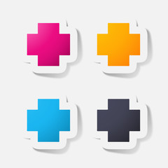 Obraz premium Paper clipped sticker: medical cross