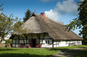 Fototapeta na wymiar old farmhouse with a thatched roof