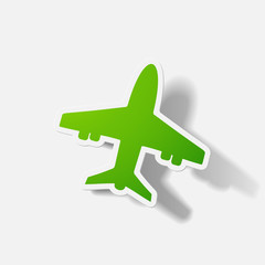 Paper clipped sticker: plane