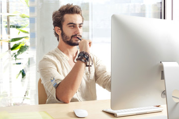 Young man working on computer