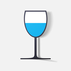 Paper clipped sticker: glass with liquid