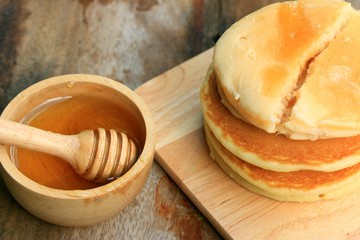tasty sweet pancake with honey