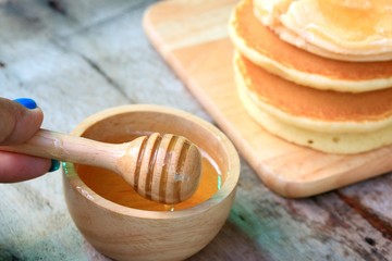 tasty sweet pancake with honey