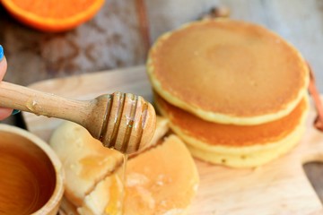 tasty sweet pancake with honey