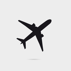 Airplane Silhouette With Little Shadow, Can Be Used As A Poster