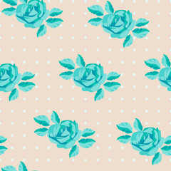 seamless pattern with turquoise roses
