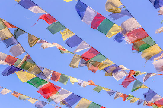 Colorful nepalese flags