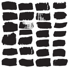 Big collection of black ink brush strokes. Vector grunge splattered