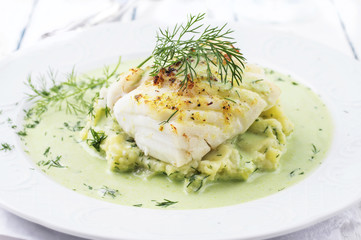 Cod filet in Basil Champagne Foam