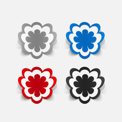 Realistic paper sticker: flowers