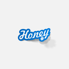 Realistic paper sticker: honey