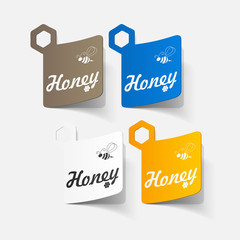Realistic paper sticker: honey