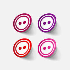 Realistic paper sticker: sewing Button
