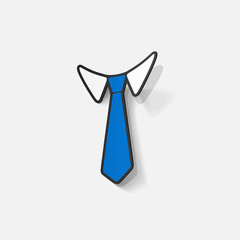 Realistic paper sticker: necktie