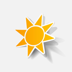 Realistic paper sticker: sun