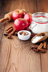 Baking ingredients for apple pie