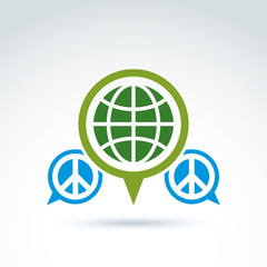 Peace for a world global peace icon, vector conceptual unusual s