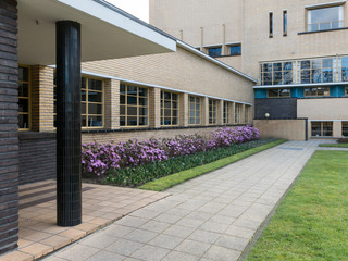 Courtyard of town hall by Dudok in Hilversum, Netherlands