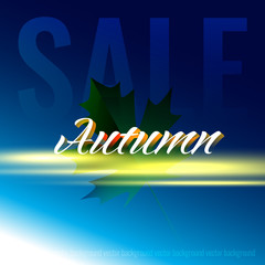 Autumn background with maple leaves and the inscription discount