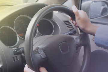 inside car driving on the way