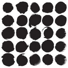 Round vector vintage ink, watercolor collection. Grunge circle, set
