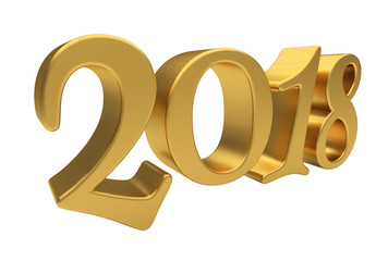 Gold 2018 lettering isolated