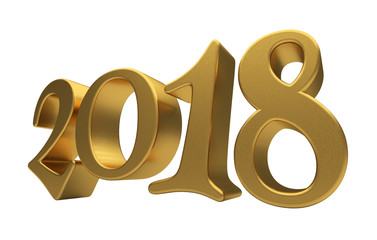 Gold 2018 lettering isolated