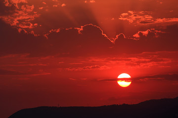 Sunset over the Mediterranean Sea. Alanya. Turkey.