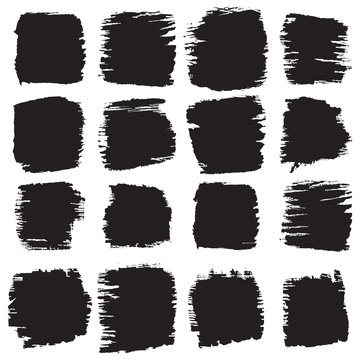 Vector Grunge Brush Strokes Backgrounds Set, Rectangle And Square.